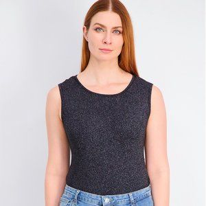 Primark Knit Ribbed Metallic Sleeveless Bodysuit Top